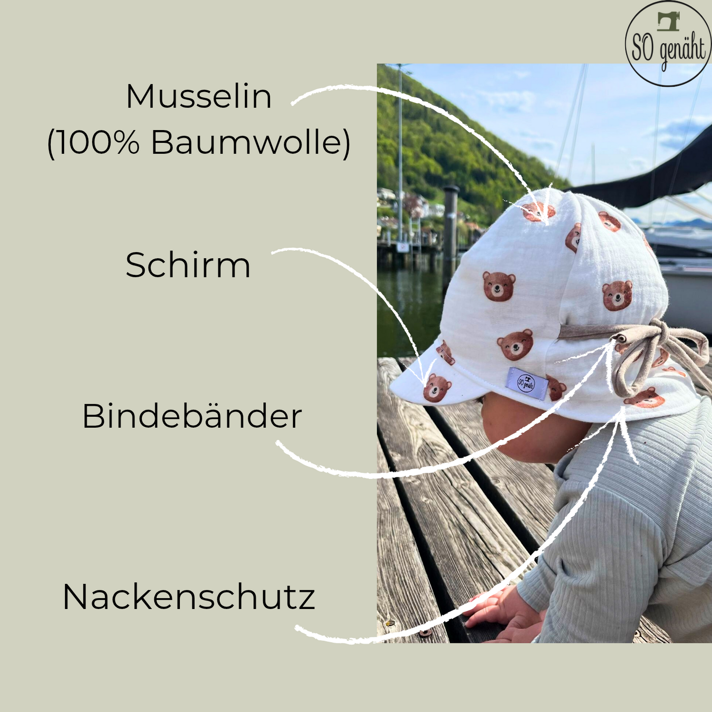 Musselin Sommerkappe